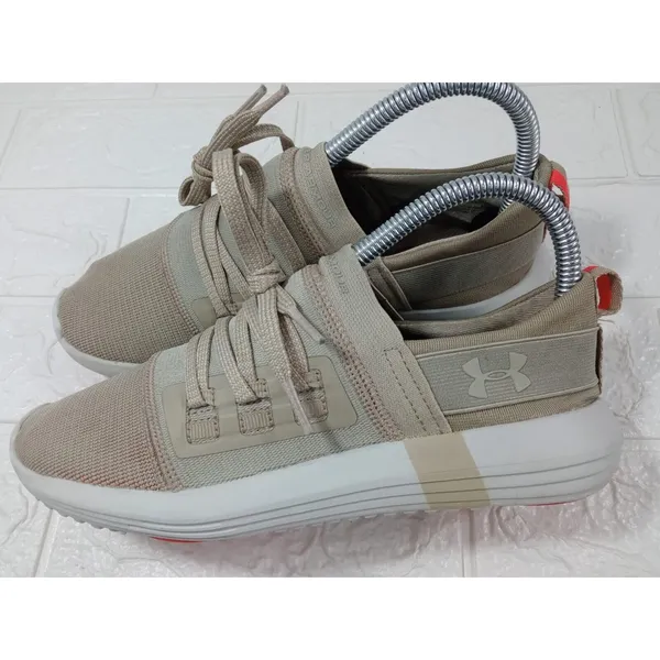 Under Armour UA Womens Vibe Elastic Slip On Lace Up Sneakers Beige Size 7 - Image 5