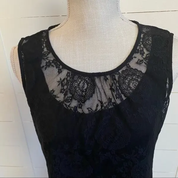 CAbi Date Night Black Lace Tunic Elegant Romantic Tank Style#942‎ S - Image 10