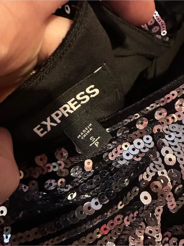 Express | Velvet Sequin Halter Bodycon Mini Sheath Dress, size S - Image 9