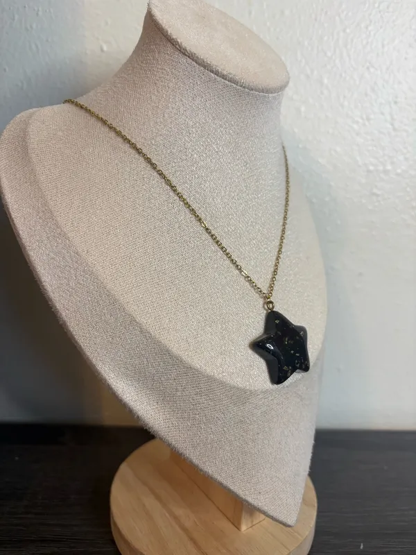 Handmade Black/Gold Star Necklace - Image 3