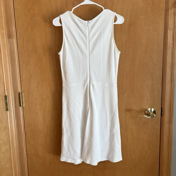 Theory Womens Calna White Fit And Flare Sleeveless Stretch Viscose‎ Dress Small - Image 3
