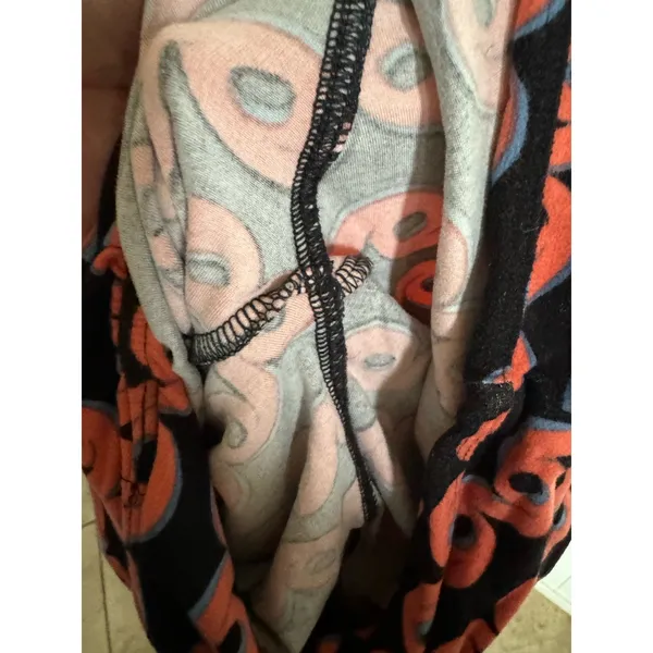 LuLaRoe Womens Leggings One‎ Size Black Blue Coral Salmon Swirl Print OS - Image 8