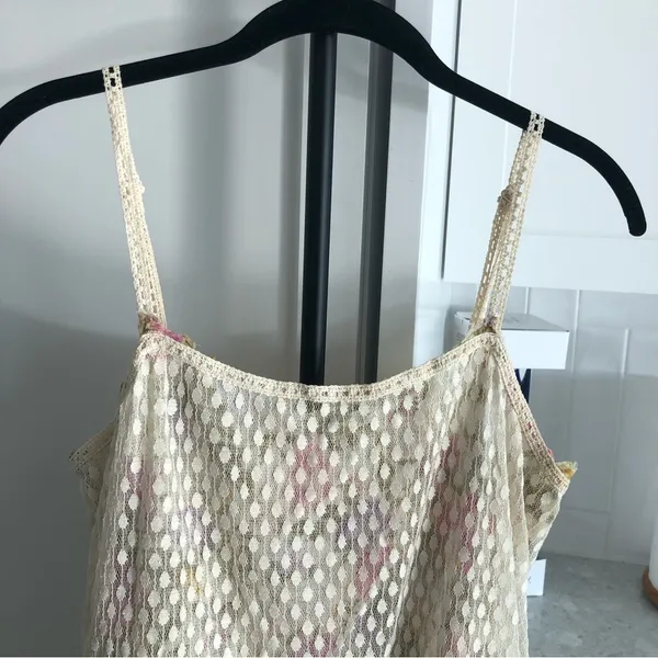 Free People Eyelet Lace Boho Chic Floral Tunic Tank Top Small - Image 2