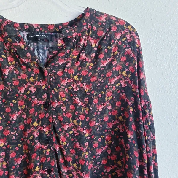 Something Navy Floral Long Sleeve Blouse - Image 4