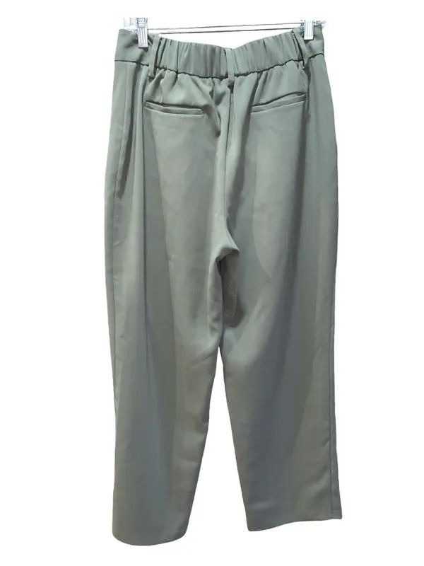 Quince Stretch Crepe Paperbag Pant Olive green Size 8 Trousers Office Career - Image 3