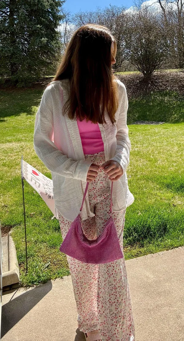 Blue Blush Floral Wide Leg Bottoms - Image 5