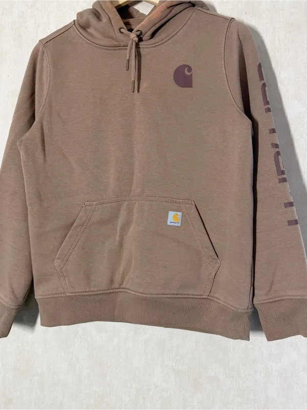 Carhartt Women’s Clarksburg Graphic Sleeve Hoodie Pullover Sweatshirt in Brown M - Image 4