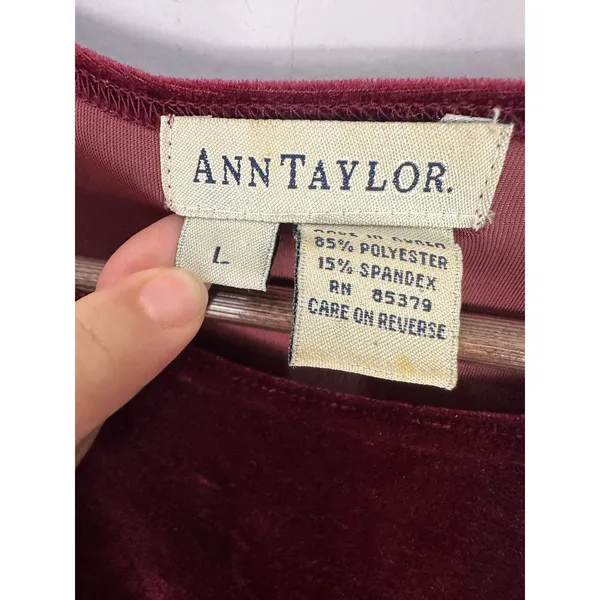 Ann Taylor Bodysuit Womens Large Burgundy Velvet Long Sleeve Vintage 90s Wine - Image 4