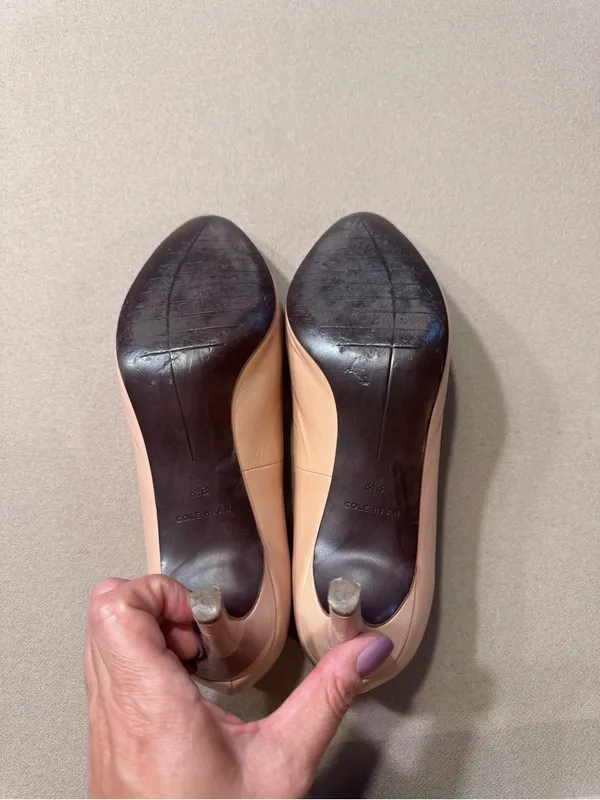 Cole Haan Nude Leather Mid Heel Pumps - Image 6