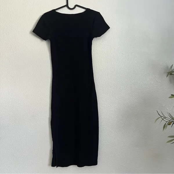 Cotton On Black Ribbed Midi Dress Size XS - Image 2