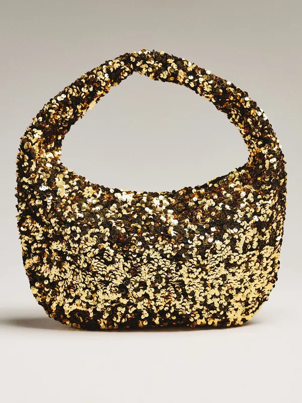 NWT! Anthropologie Gold Sequin Hobo Paillette Sequin Crescent Shoulder Bag - Image 2