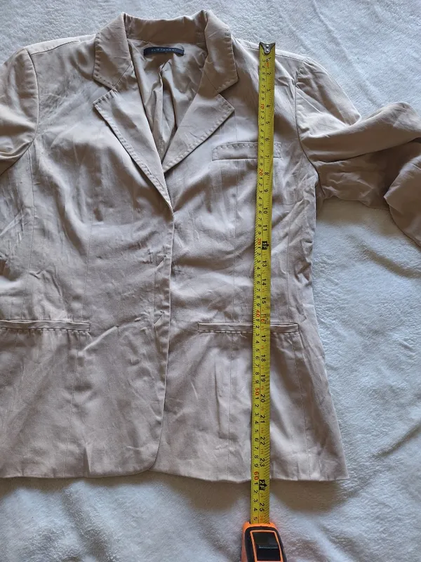 Elie Tahari Beige Polished Cotton Double Breasted Snap Blazer Size 10 Fits S/M - Image 5