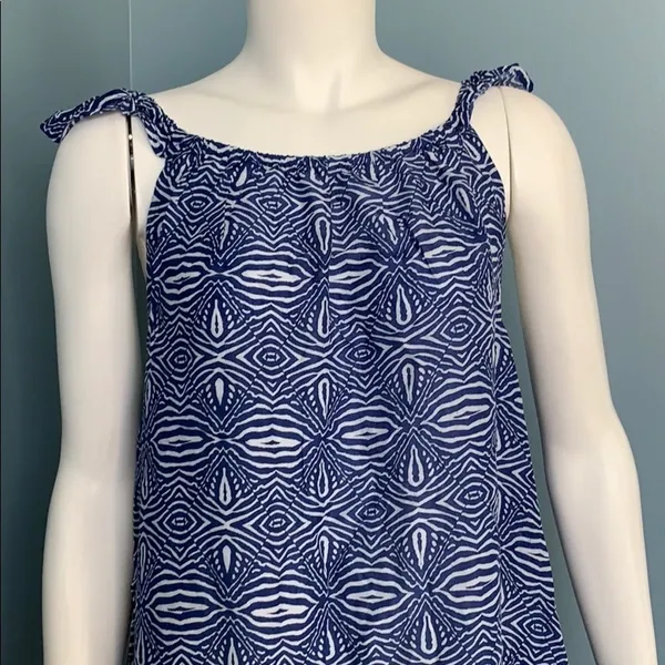 Minkpink wild catch blue & white geometric print tunic swim coverup medium - Image 6
