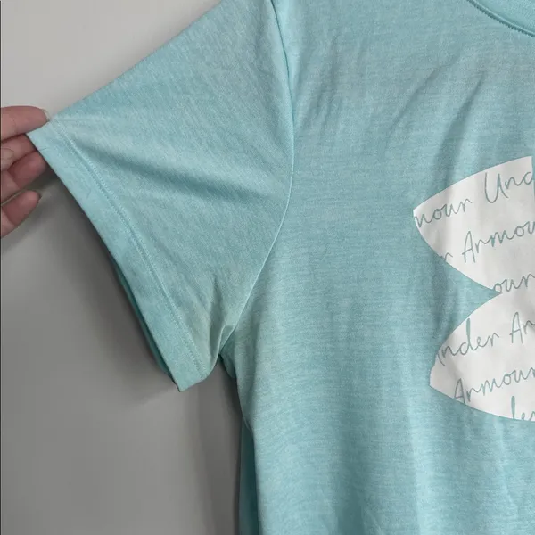 Under Armour Women's Short Sleeve Tee in Aqua with White Logo Size L - Image 3