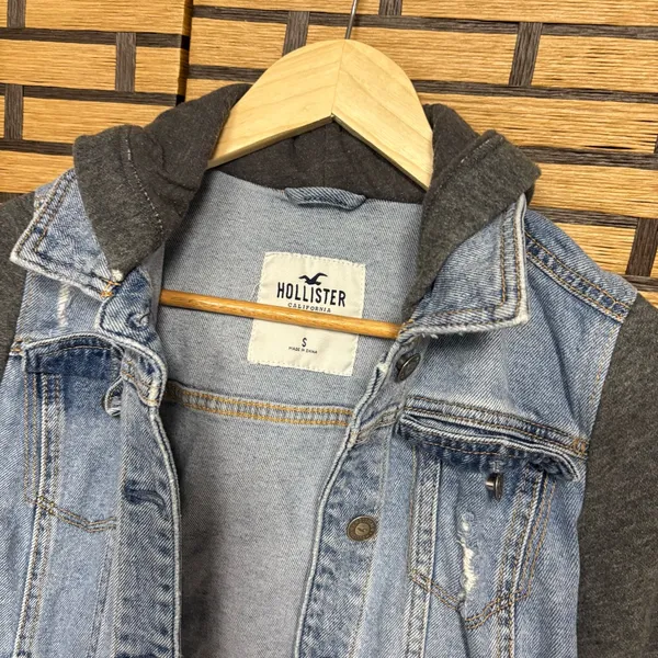 Hollister‎ Denim Sweatshirt Jacket Size Small - Image 7