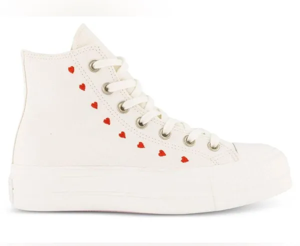 Converse Chuck Taylor High-Top All Star Lift Platform Sneakers W/Hearts Size 9.5 - Image 3