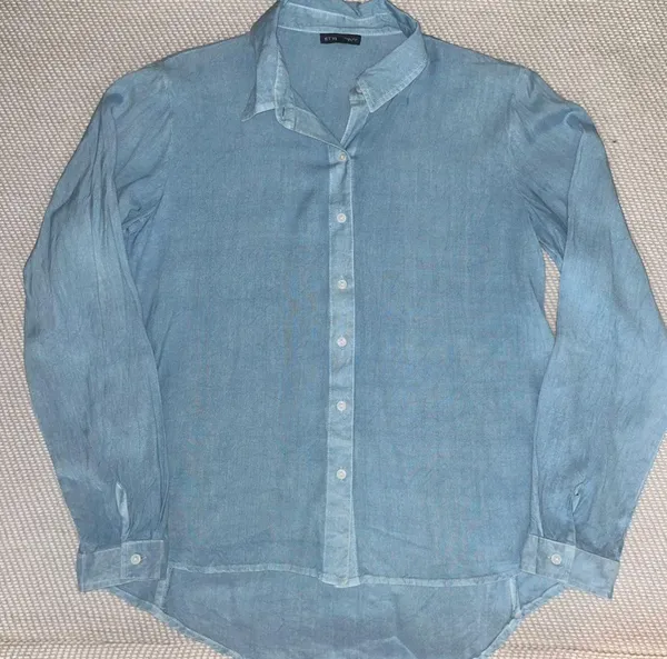Envy Style  Blue Chambray Button Up Work Shirt - Image 2
