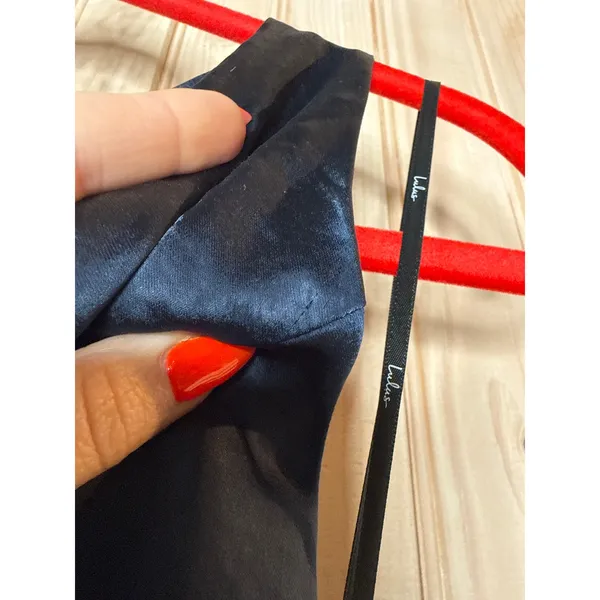 NWT Lulus Zimri Navy Satin Halter Mini Dress Party Wedding Cocktail Classy Sz S - Image 8