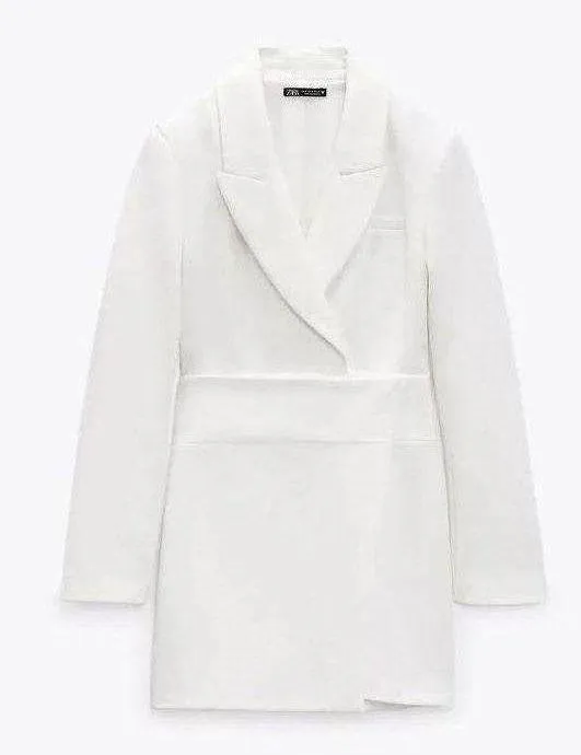 ZARA blazer dress white mini wrapped coctail party night out date - Image 7