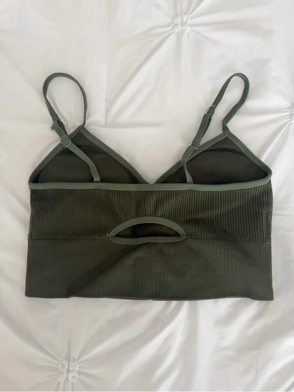 aerie Dark Green Longline Padded Bralette - Image 2