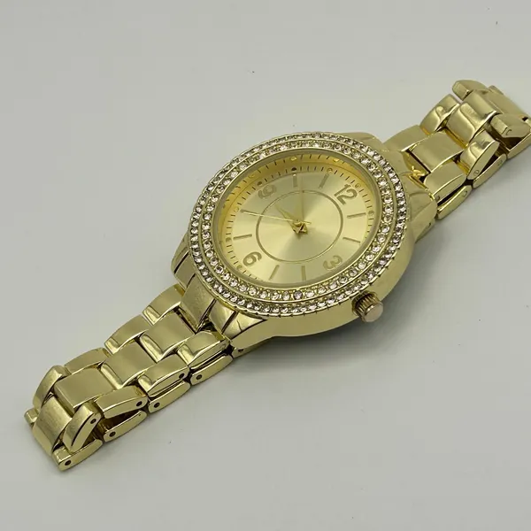 Women’s Gold-tone Crystal Accented Bezel Fashion Watch Working New Battery - Image 4