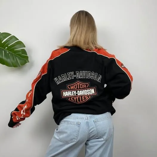 Vtg Harley Davidson Embroidered Spell Out Sweatshirt Long Sleeve - Image 4
