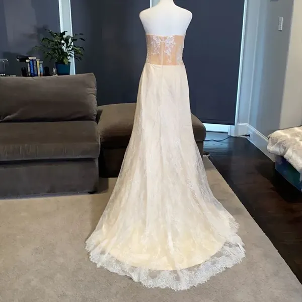 Women’s Strapless Formal Wedding Party Dress Size 4 &extra long train cape *READ - Image 4