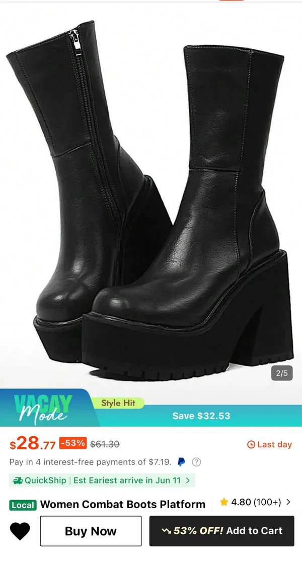 SheIn Women Platform Combat Boots - Image 2