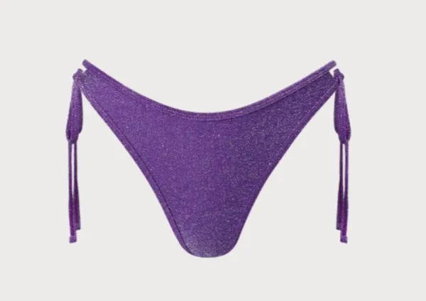 BERLOOK Purple Lurex Tie Side Bikini Bottom ONLY 61 Size M - Image 7