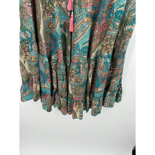 Catherine Malandrino‎ Womens Paisley Satin Maxi Skirt Size L Boho Gypsy Hippie - Image 3