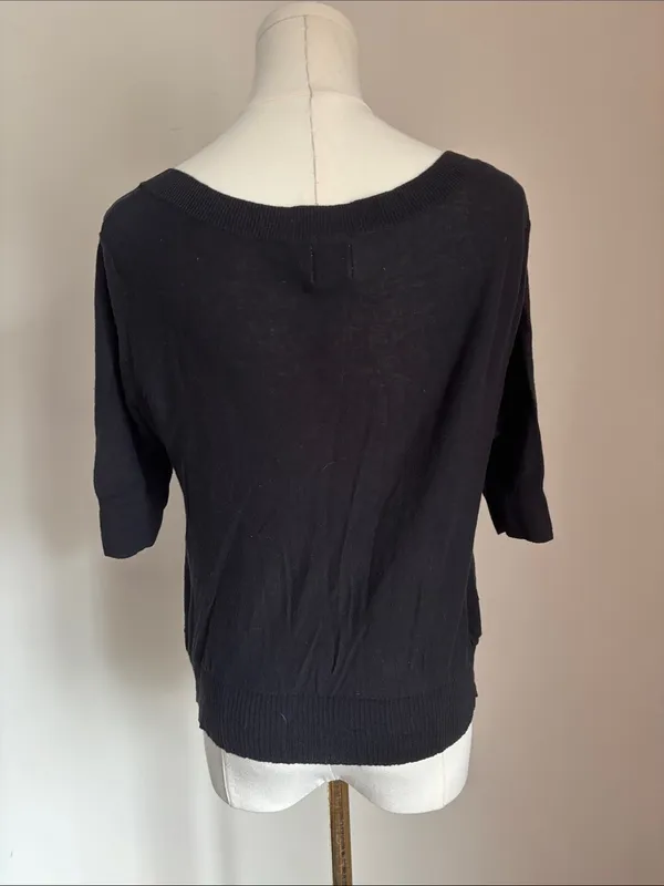 duo Maternity Black Button-Front Knit Top with Scoop Neck - Image 4