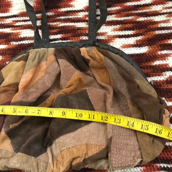 Y2K 2000s Hobo Boho Hippie Western Indie Brown Tan Black Orange Patchwork Shoulder Crossbody bag Purse #cottagecore - Image 5