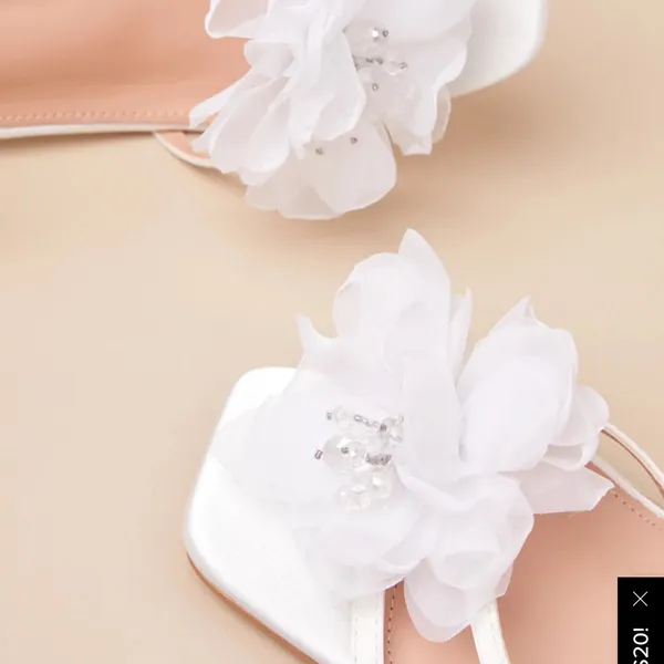 Lulus Aidine White Floral Applique Ankle Strap High Heel Sandals - Size 7.5 - Image 2