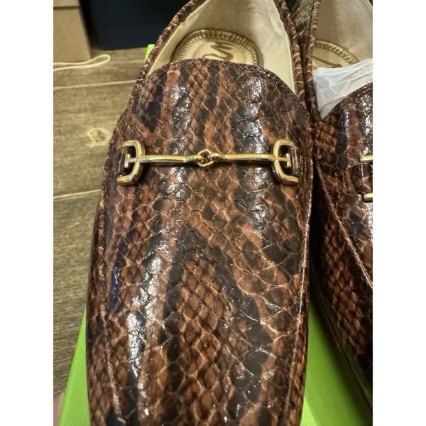 Sam‎ Edelman Loraine Brown Leather Snake-Print Loafer Slip-On Women's Size 6 - Image 3