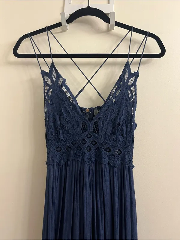 Free People Adella Navy Blue Maxi Dress XS - Image 4