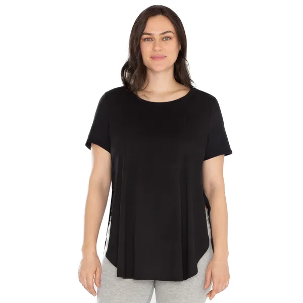 Kindly Yours Womens Maternity Nursing Top L-XL Black Cotton Modal T-Shirt Knit - Image 3