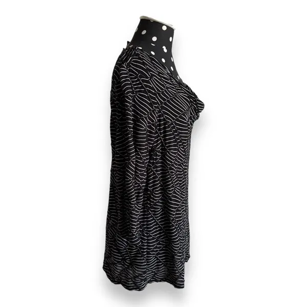 Dana Buchman Black White Geometric Cowl Neck Top Small Stretch Blouse‎ - Image 6