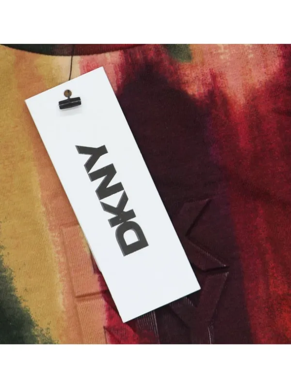 NWT DKNY Print Logo Embossed T-Shirt P5EHXWNA June Brush Stroke Red Multi S - Image 11