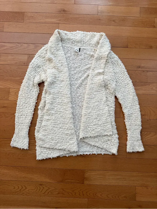 Akemi + Kin Anthropologie Cozy Open-Front Cream Women's Cardigan Sweater Size M - Image 9
