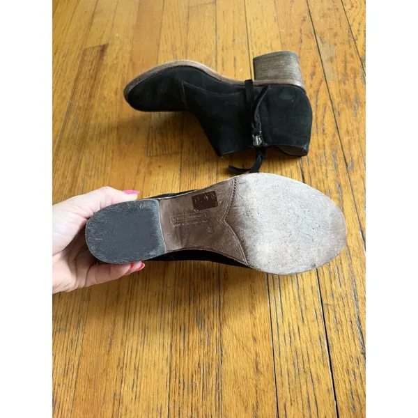 Alberto Fermani Boots Womens Size 8.5 Black Suede Ankle Zip Block Heel Booties - Image 7