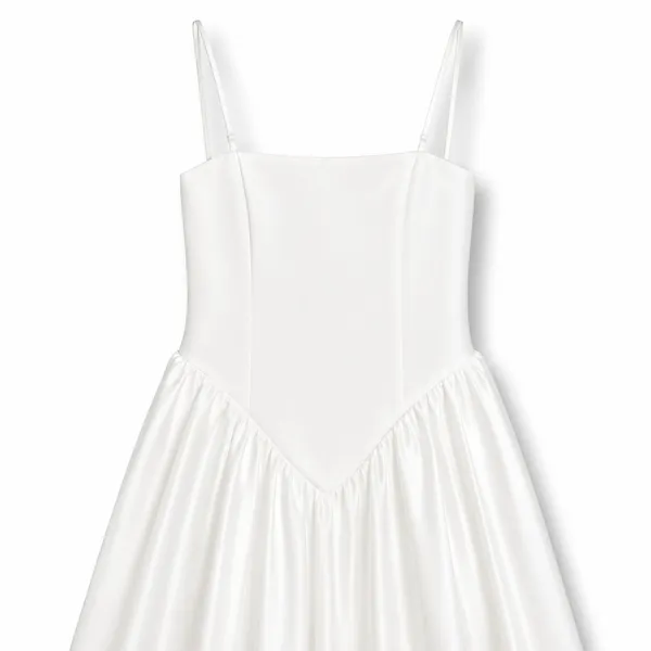 Lulus Luxe Bridal NWOT Bria White Satin Basque Waist Maxi Wedding Dress Medium - Image 6