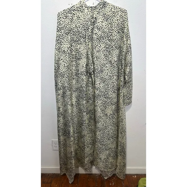 PETAR PETROV Neutral Light Green 100% Silk Black Spots Alex Silk Dress size XS - Image 12