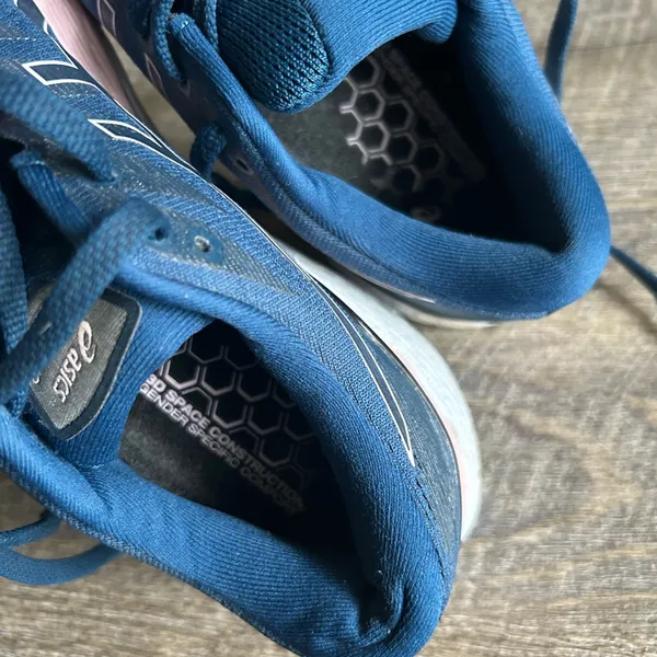 Asics Blue and Pink Gel-Kayano 28 Women's Running Shoe - Image 3