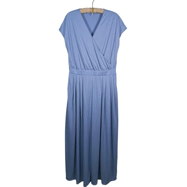 Halara Waffle Knit Wide Leg Jumpsuit Size XL Blue Minimal Casual Vacation Resort - Image 2