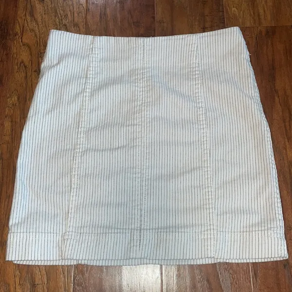 FREE PEOPLE Modern Femme Dotted Stripe Stretch Mini Skirt White Size 2 - Image 6
