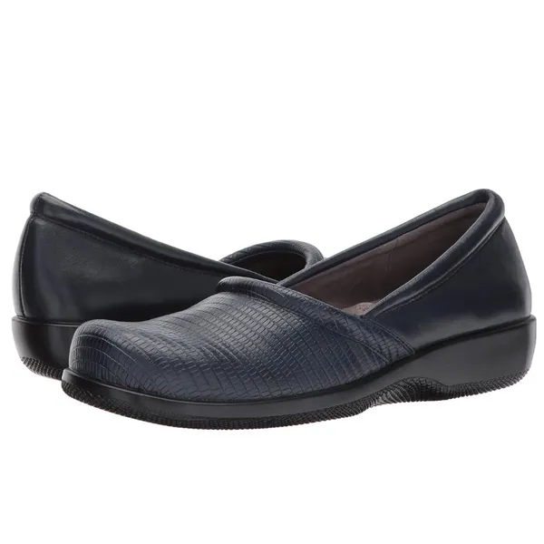 Softwalk Adora Navy Leather Slip On Comfort Clog Shoe with‎ snake embossing B42 - Image 7