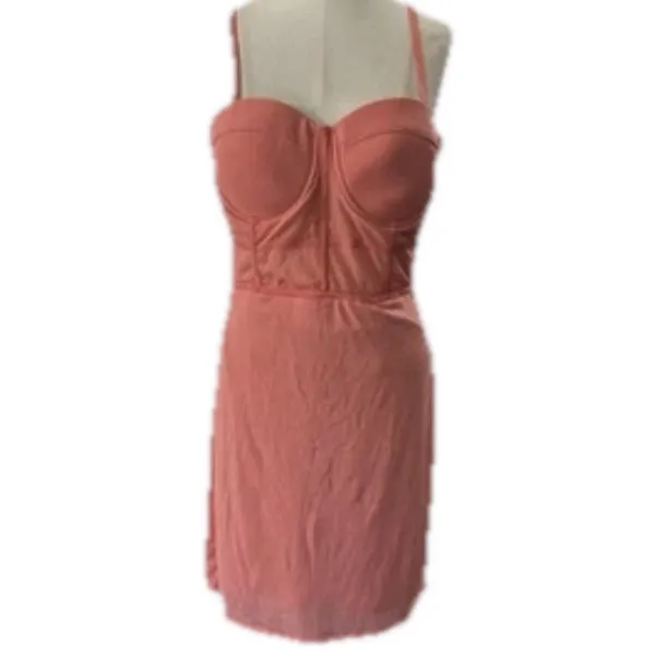 Haute Monde Peach Corset Bodycon Mini Dress Women's Large NEW Party Dress - Image 13