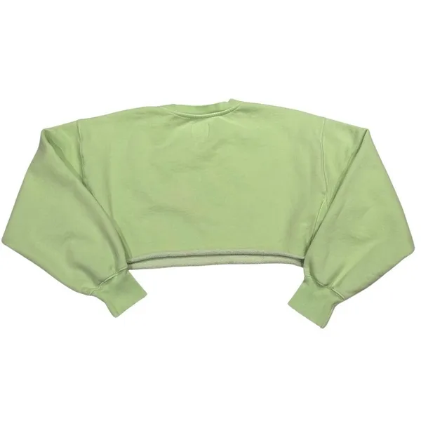 Aritzia TNA‎ Cozy AF Fleece Cropped Raw Hem Pullover Sweatshirt Green Size 2 XS - Image 3