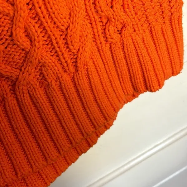 Vibrant Orange Cable Knit Ralph Lauren Turtleneck Sweater - Image 5