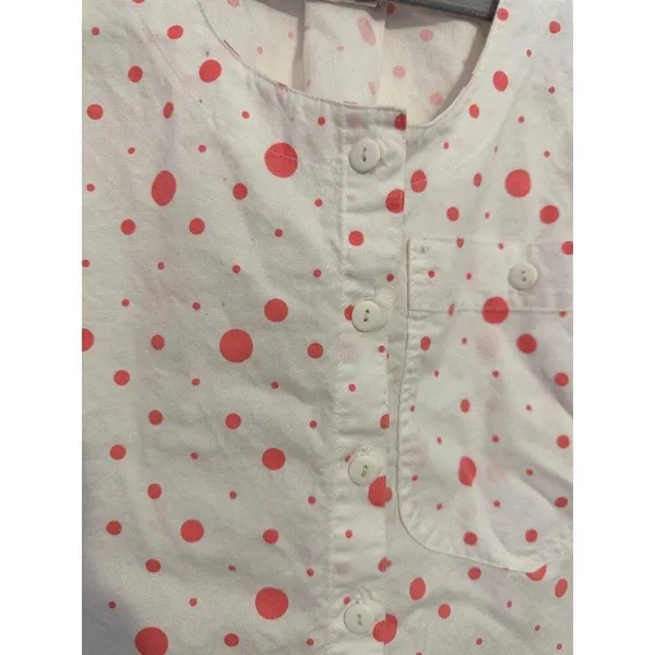 Vintage Mervyn's white and pink‎ polka dot tank blouse M - Image 4